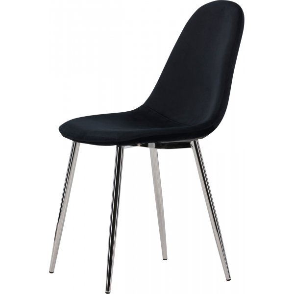 Bridge-ruokailutuoli - Musta sametti/kromi Bridge-ruokailutuoli - Musta sametti/kromi