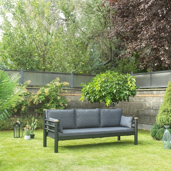 Kappis 3-istuttava ulkosohva - musta/antrasiitti + Huonekalujen tahranpoistoaine