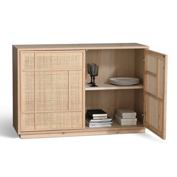 Senkki silytystilalla ja rottinkiovilla 120 cm leve - Stockholm