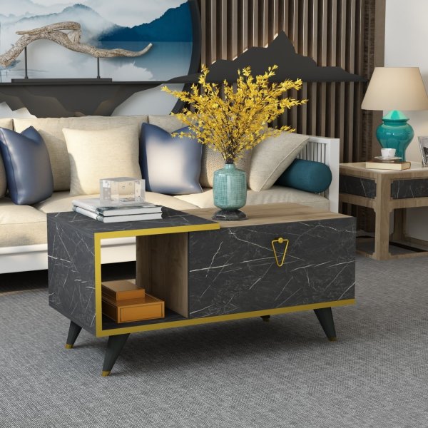 Engel sohvapöytä 90 x 40 cm - Pähkinä/marmori Engel sohvapöytä 90 x 40 cm - Pähkinä/marmori