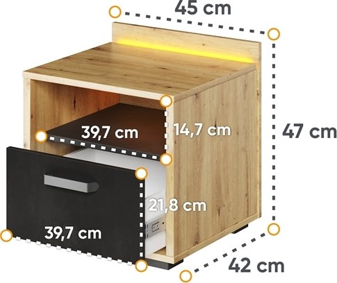 Qubic ypyt - Artisan tammi/harmaa/musta
