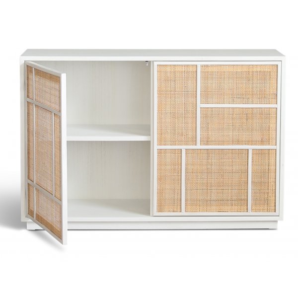 Stockholm-senkki 120 cm leve valkoinen ja rottinki