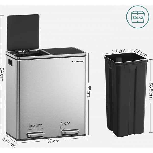 Daloa roskakori 60 l - hopea Daloa roskakori 60 l - hopea