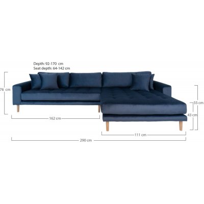 Lido divaani sohva oikea - Tummansininen sametti