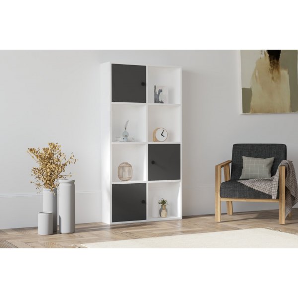 Yksi kirjahylly - valkoinen/antrasiitti Yksi kirjahylly - valkoinen/antrasiitti