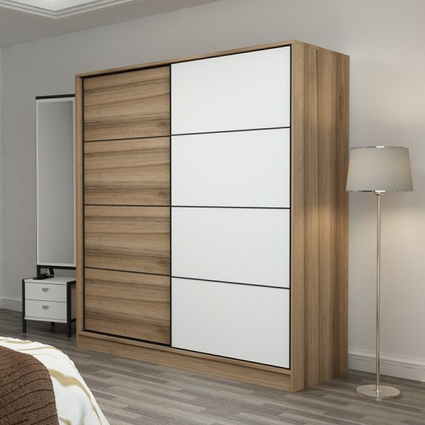 Kapusta vaatekaappi 180 cm - Ruskea/ruskea/valkoinen