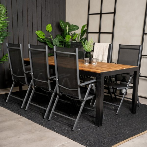 Bois ulkoruokailuryhm 6 Break-tuolilla - musta/luonnollinen