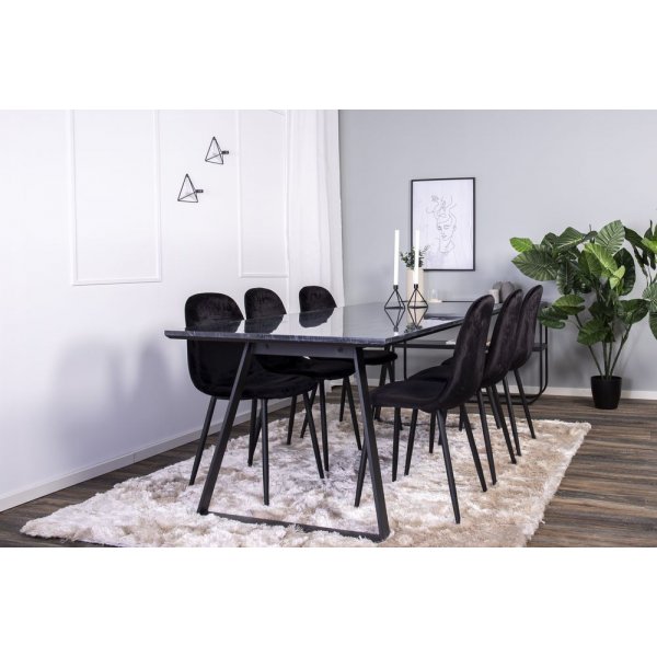 Ruokapyt Duffy 200 cm - Musta / Musta Marmori