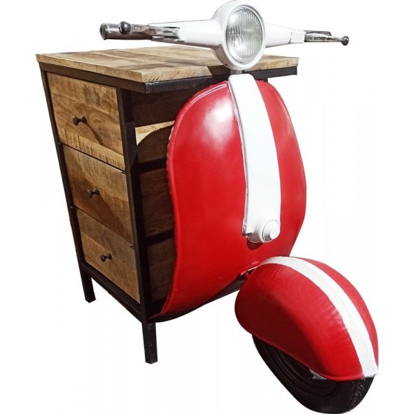 Vintage Vespa lipasto/ypyt - punainen/valkoinen