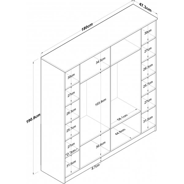 Baden vaatekaappi 14 - pähkinä/valkoinen Baden vaatekaappi 14 - pähkinä/valkoinen