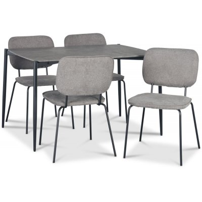 Lokrume ruokailuryhmä 120 cm pöytä betonijäljitelmä + 4 Lokrume harmaata tuolia