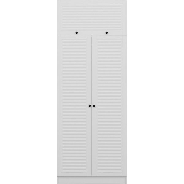 Larett vaatekaappi yl�kaapilla, 90 cm - Valkoinen