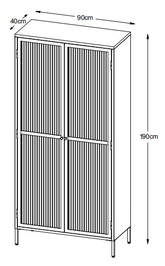 Dobb viininpunainen metallikaappi lasiovilla K190 cm