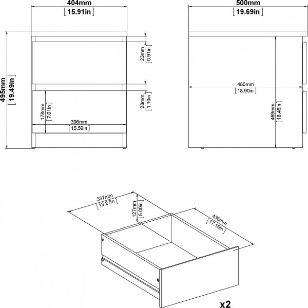 Naia yöpöytä 2 - Musta saarni Naia yöpöytä 2 - Musta saarni