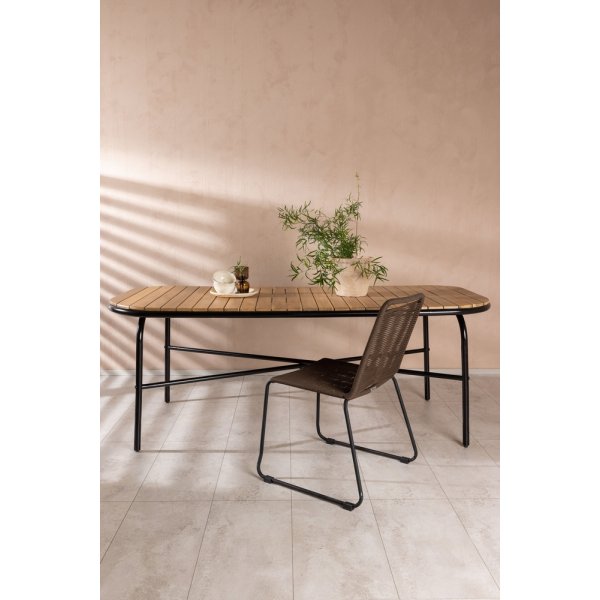 Holmbeck ruokapöytä 200 x 90 cm - musta/luonnollinen Holmbeck ruokapöytä 200 x 90 cm - musta/luonnollinen