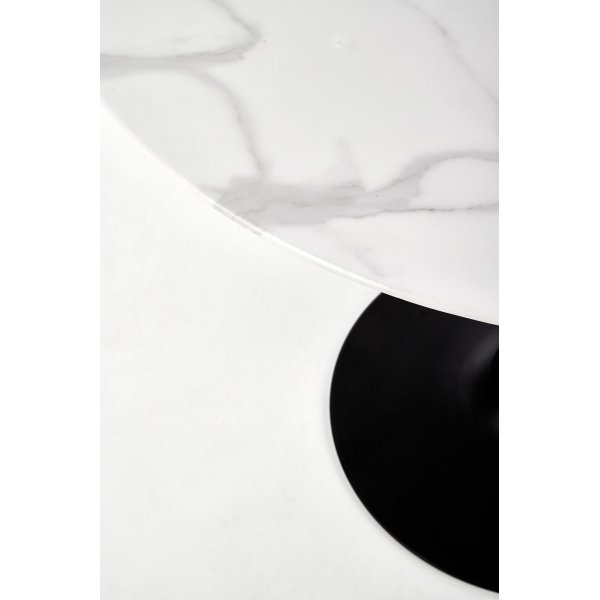 Marco ruokapyt 90 cm - Valkoinen marmori/musta