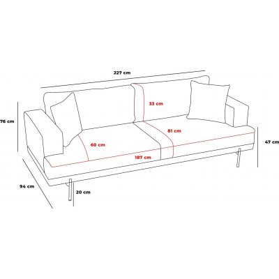 Liva 3-istuttava sohva - antrasiitti