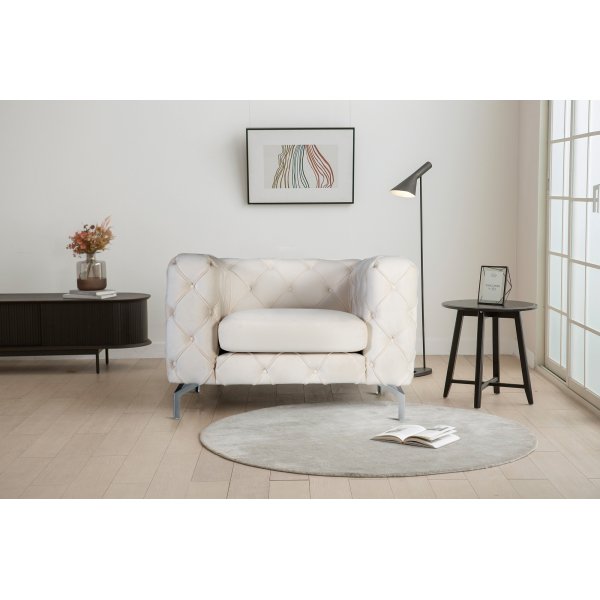 Como nojatuoli beigeä samettia + Huonekalujen puhdistus Como nojatuoli beigeä samettia + Huonekalujen puhdistus