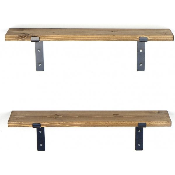 Lamba seinähylly 4 - Musta/pähkinä Lamba seinähylly 4 - Musta/pähkinä