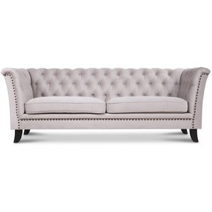 Kolmen istuttava Milton Chesterfield-sohva - Beige sametti
