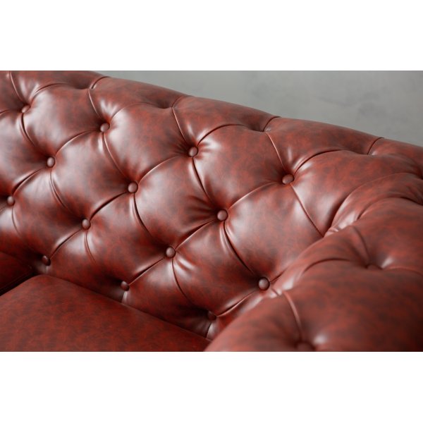 Sohva Chesterfield 3-istuttava ruskea PU - Charles Sohva Chesterfield 3-istuttava ruskea PU - Charles