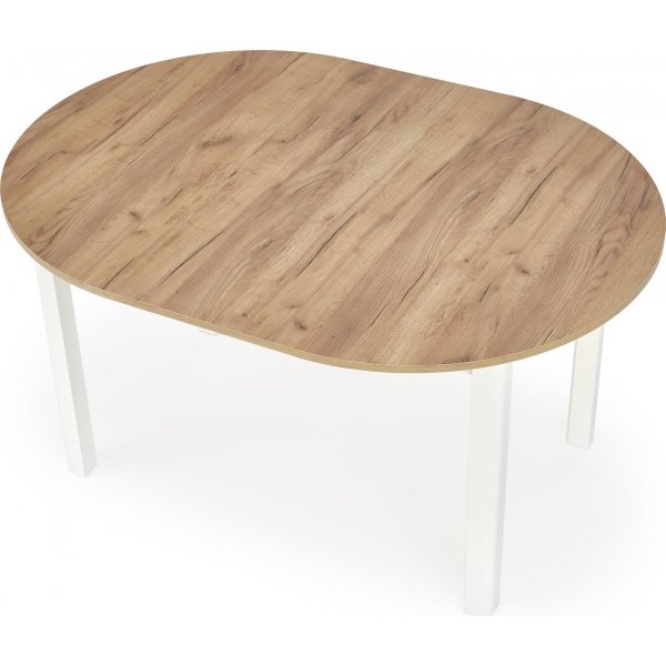 Pyöreä jatkettava ruokapöytä tammi/valkoinen 102-142 cm - Berivan Pyöreä jatkettava ruokapöytä tammi/valkoinen 102-142 cm - Berivan