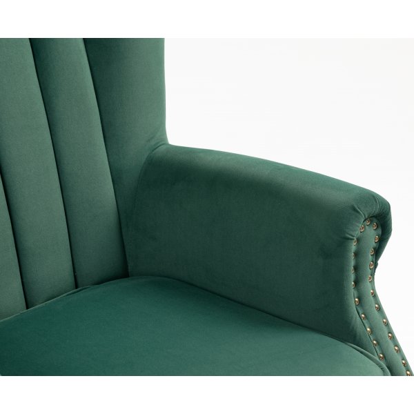 Korvaläppänojatuoli vihreää samettia Korvaläppänojatuoli vihreää samettia