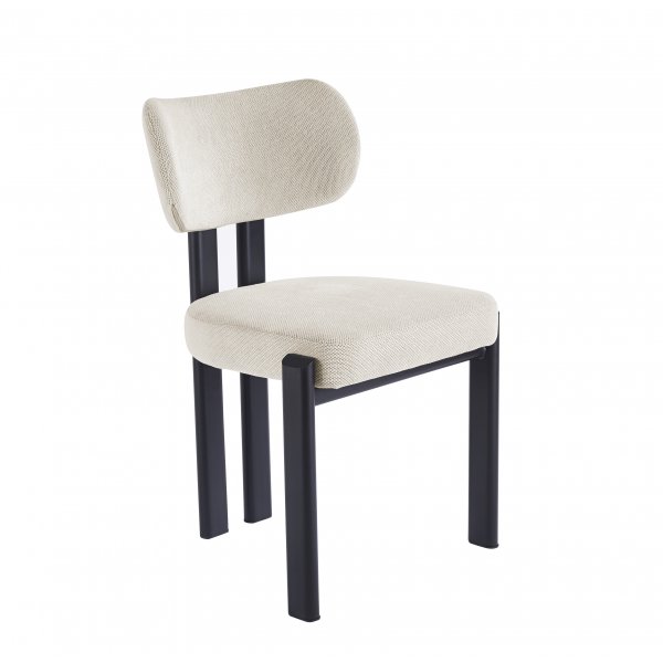 Ruokailuryhm� Sand� ruokap�yt� �120cm valkoinen terrazzo ja 4 Callum ruokatuolia beigell� kankaalla