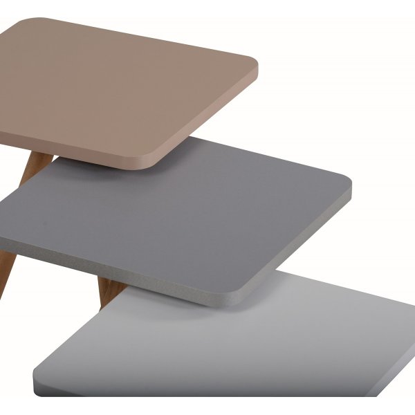 Kolminkertainen settipöytä 34 x 34 cm - Valkoinen/cappuccino/harmaa Kolminkertainen settipöytä 34 x 34 cm - Valkoinen/cappuccino/harmaa