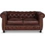 Old England 2-istuttava Chesterfield-sohva aitoa nahkaa, vanhentunutta
