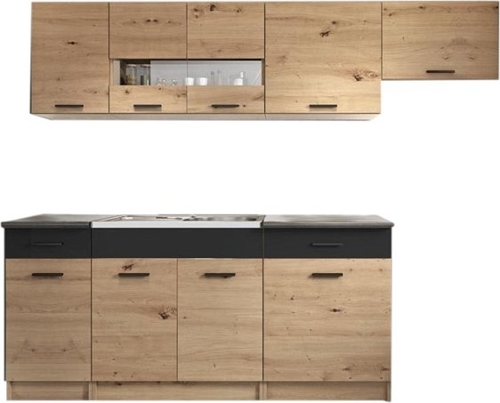 Alina tydellinen keitti 240 cm - Artisan tammi/matta musta/tummanharmaa