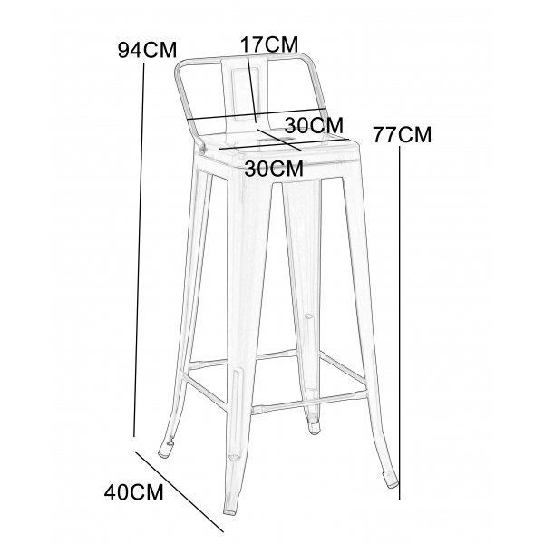 Iris-baarijakkara mustaa metallia - Istuinkorkeus 76 cm Iris-baarijakkara mustaa metallia - Istuinkorkeus 76 cm