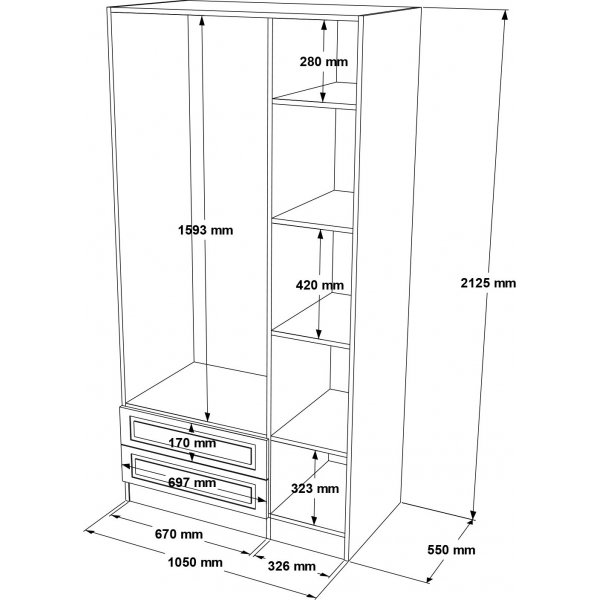 Ingo vaatekaappi 1 - valkoinen