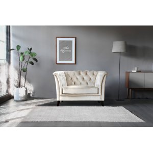 Nojatuoli chesterfield beige sametti - Milton Nojatuoli chesterfield beige sametti - Milton