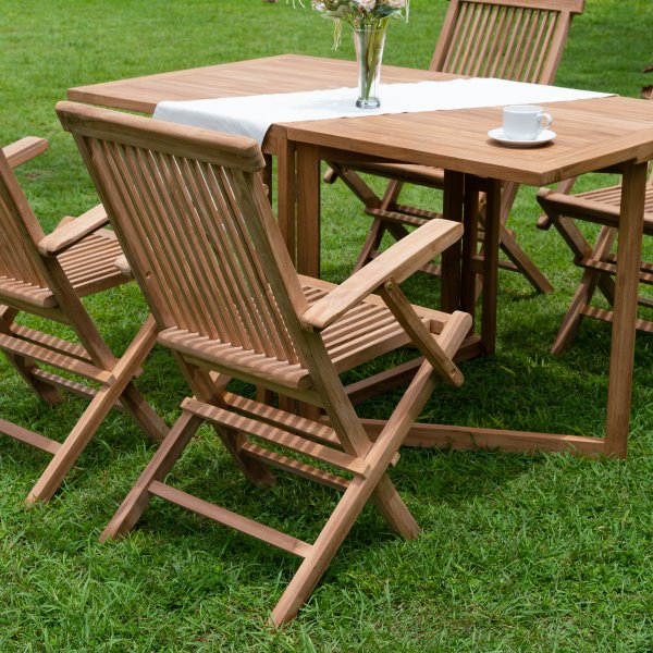 Salt� ulkoruokailuryhm�n kokoontaittuva p�yt� 4 rungolla - teak