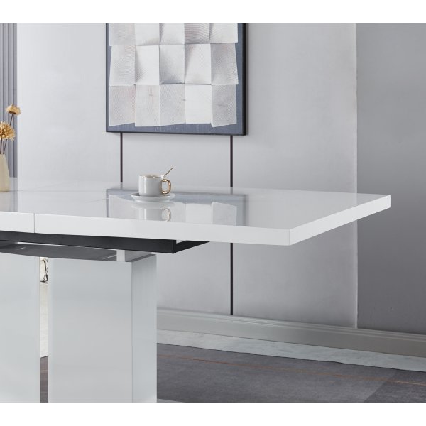 Rartliff-ruokapöytä 160-200 cm jatkettava - Valkoinen / Metalli Rartliff-ruokapöytä 160-200 cm jatkettava - Valkoinen / Metalli