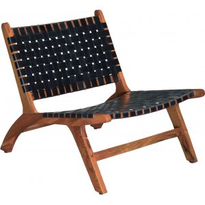 Porto Bello -nojatuoli tiikki / musta aniliininahka + Huonekalujen tahranpoistoaine