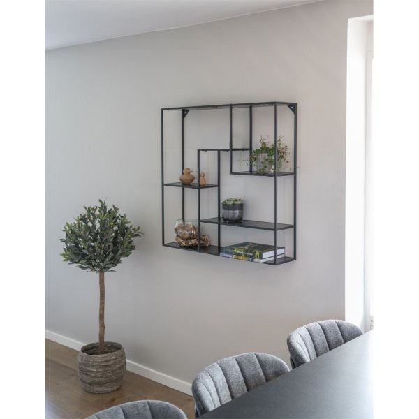 Valkoinen seinähylly - musta - 85x85x18 Valkoinen seinähylly - musta - 85x85x18