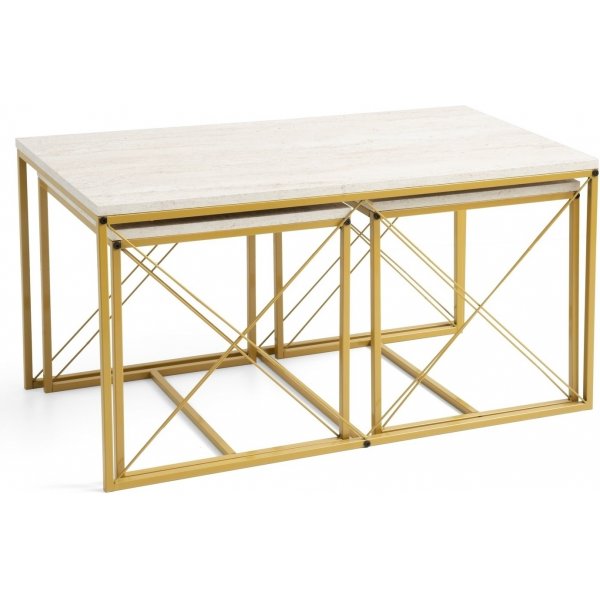 Defne-pöytäsetti, 3 osaa - Kulta/marmori Defne-pöytäsetti, 3 osaa - Kulta/marmori