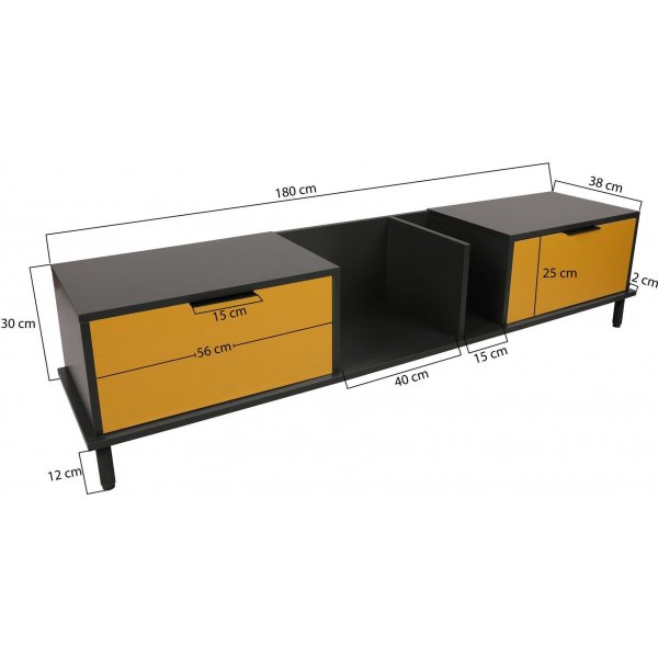 Ibiza mediapenkki - keltainen/antrasiitti