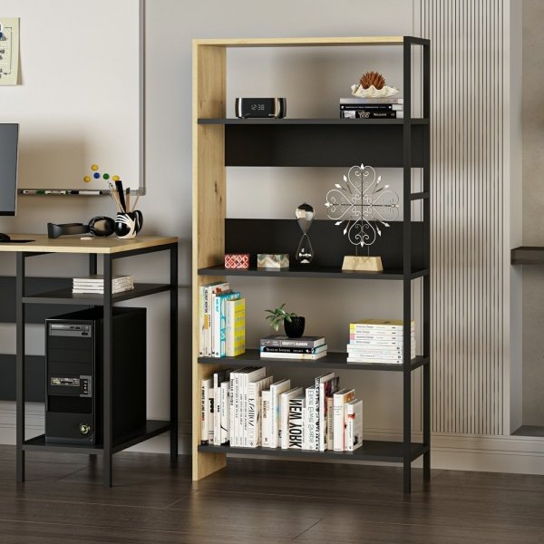 Tiran kirjahylly - antrasiitti/tammi/musta