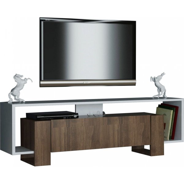 Mery mediapenkki - Valkoinen/pähkinä Mery mediapenkki - Valkoinen/pähkinä