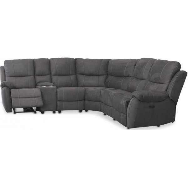 Enjoy recliner -kulmasohva - Neljn istuttava (shk), verhoilut antrasiitinvrisell mikrokuitukankaalla (malli V)
