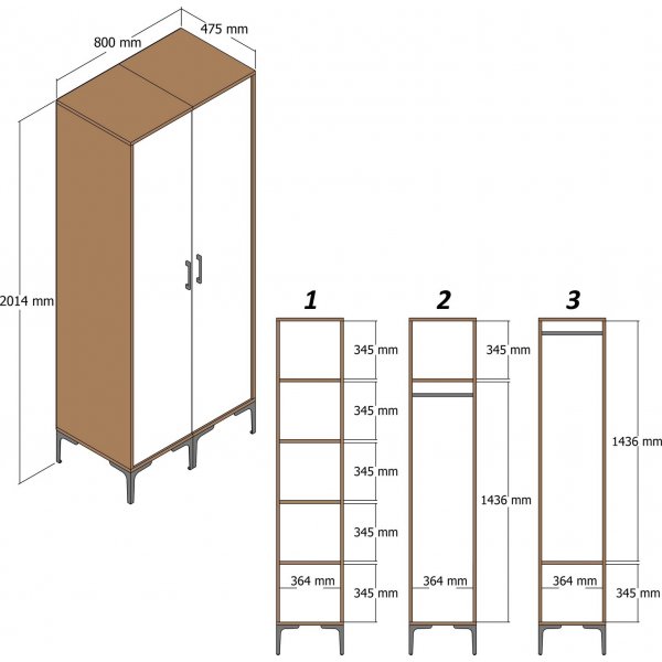 Kumsal vaatekaappi 6 pähkinä/valkoinen Kumsal vaatekaappi 6 pähkinä/valkoinen