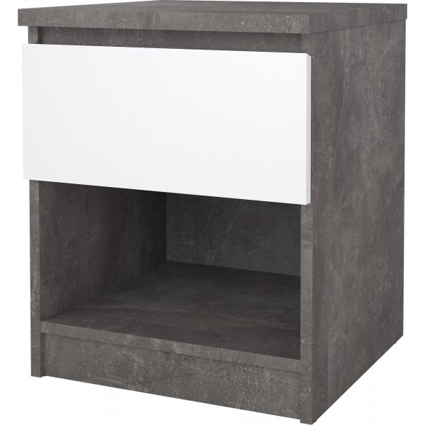 Naia yöpöytä 1 - Betoni/valkoinen Naia yöpöytä 1 - Betoni/valkoinen