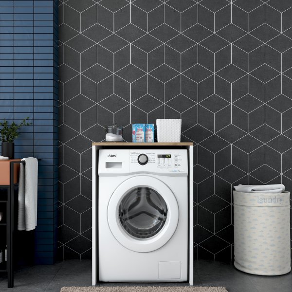 Pitkä pesukonekaappi 3 - pähkinä/valkoinen Pitkä pesukonekaappi 3 - pähkinä/valkoinen