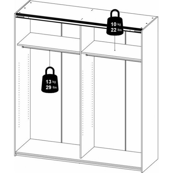 Verona vaatekaappi - valkoinen