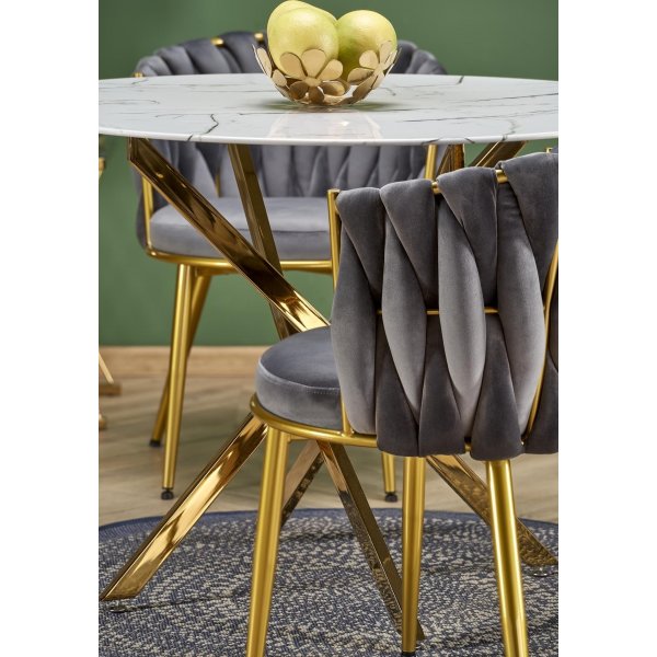 Raymond ruokapöytä Ø100 cm - Valkoinen marmori/kulta Raymond ruokapöytä Ø100 cm - Valkoinen marmori/kulta