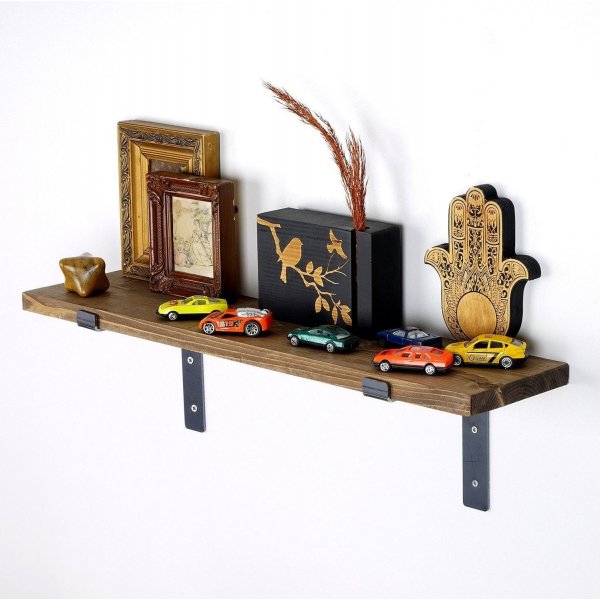 Lamba seinähylly 2 - Musta/pähkinä Lamba seinähylly 2 - Musta/pähkinä