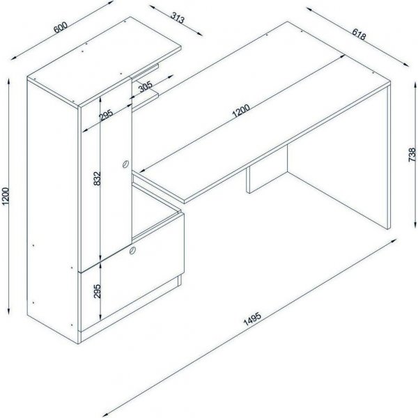 Domingon työpöytä 120x61,8 cm - Valkoinen/pähkinä Domingon työpöytä 120x61,8 cm - Valkoinen/pähkinä
